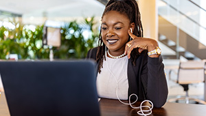 Professional business woman on computer