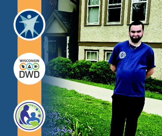 Young man standing adjacent to the sign of Fort Atkinson Club, his place of employment.