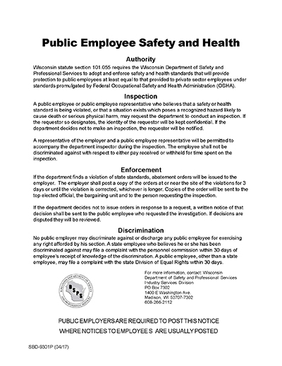 Public Employee Safety and Health poster