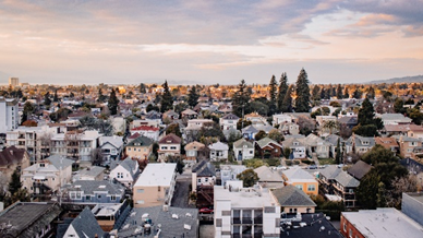 An aerial view of a small town