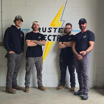 The Trusted Electric crew of Pewaukee, Wis., include (left to right): Ryan, Jeff (owner), James and Eddie.