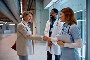 employer and health care professionals talking