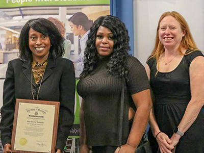 Hope House Resource Director Ebony Walker, Hope House House Manager Georgette Harley, and Hope House Executive Director Wendy Weckler shared congratulations as the homeless shelter and supportive housing provider was honored for its diverse and inclusive hiring practices.