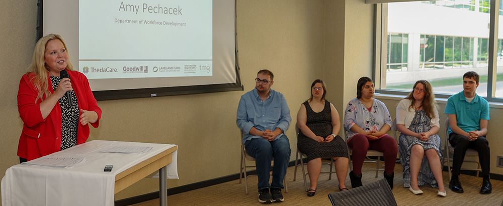 DWD Secretary-designee Amy Pechacek speaks at the ThedaCare Regional Medical Center