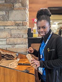 Imani Williams working at restaurant