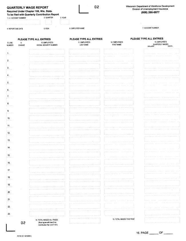 Quarterly Wage Report, 02