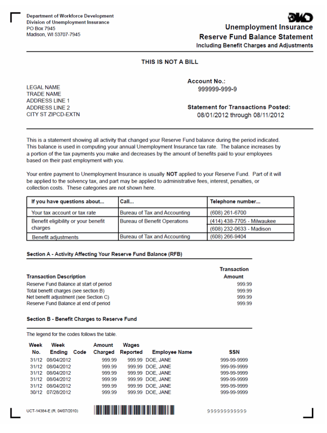 Sample Form UCT-14384-E, Page 1