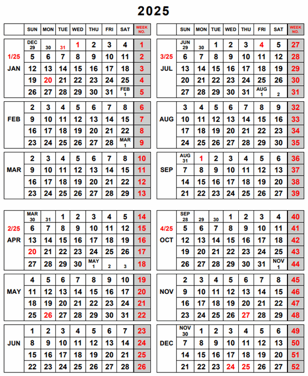 2025 UI Calendar