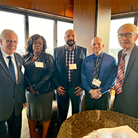 Veterans representing DWD meeting with the Governor; OVES Director Gary Meyer (USAF), DET Administrator Michele Carter (US Army), OVES Supervisor Al Garcia (US Navy), OVES Veterans Rep Tom Krystyn (USMC)