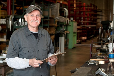 Happy worker with a clipboard